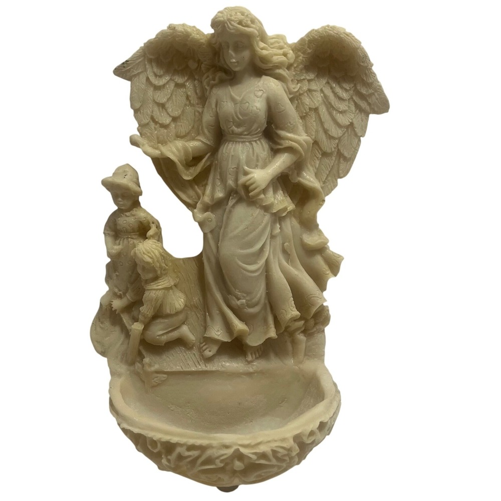 VTG Wall Hanging Holy Water Font Resin Guardian Angel 8" Italy Santini ?